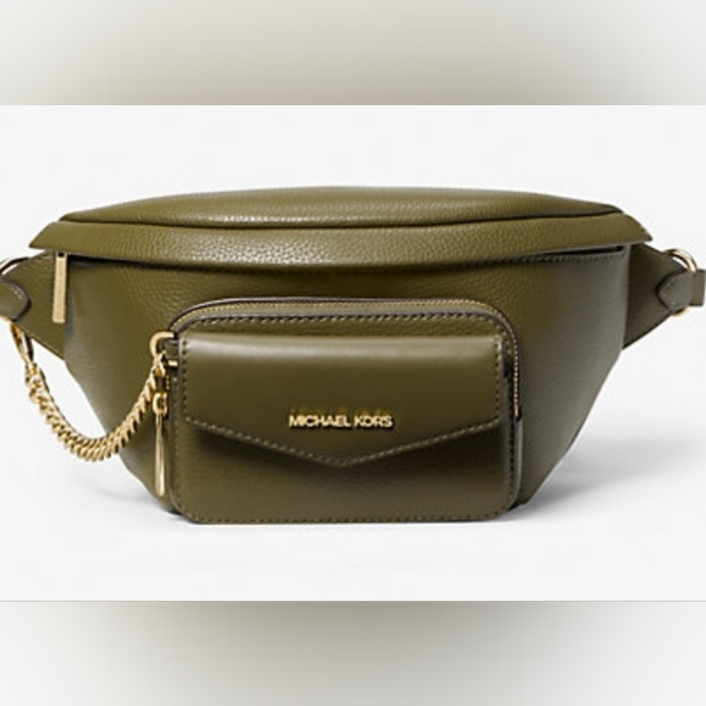 Michael Kors Maisie Large Pebbled Leather 2-in-1 Sling Pack, Olive Green